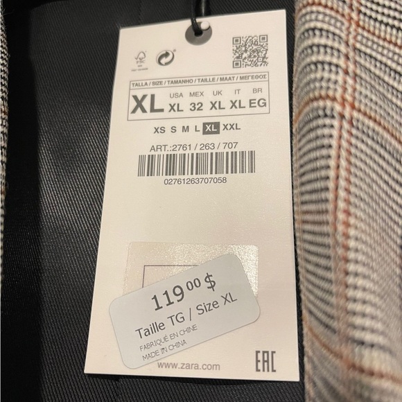 Zara Plaid Blazer - Size XL - Picture 3 of 4